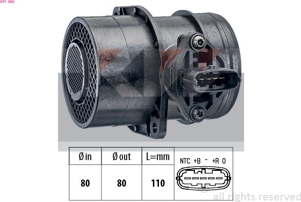 KW 491 266 - Débitmètre de masse d'air cwaw.fr