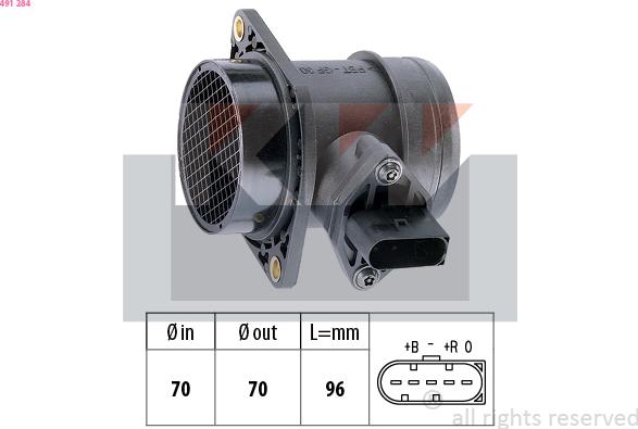 KW 491 284 - Débitmètre de masse d'air cwaw.fr