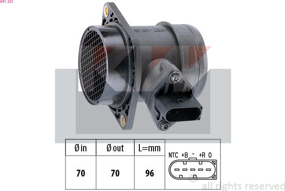 KW 491 221 - Débitmètre de masse d'air cwaw.fr