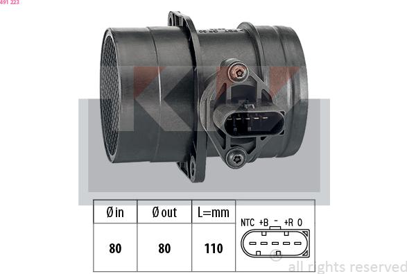 KW 491 223 - Débitmètre de masse d'air cwaw.fr