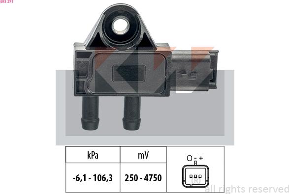 KW 493 271 - Capteur, pression des gaz échappement cwaw.fr