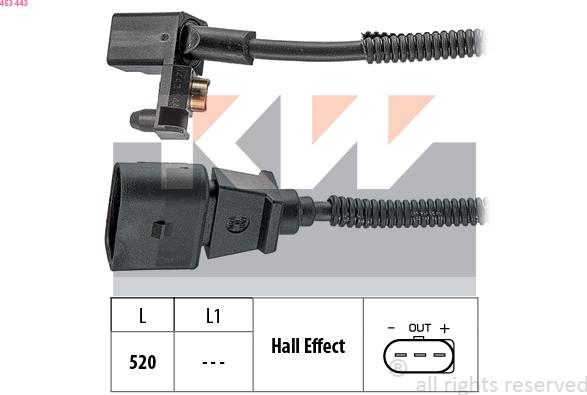 KW 453 443 - Capteur d'angle, vilebrequin cwaw.fr