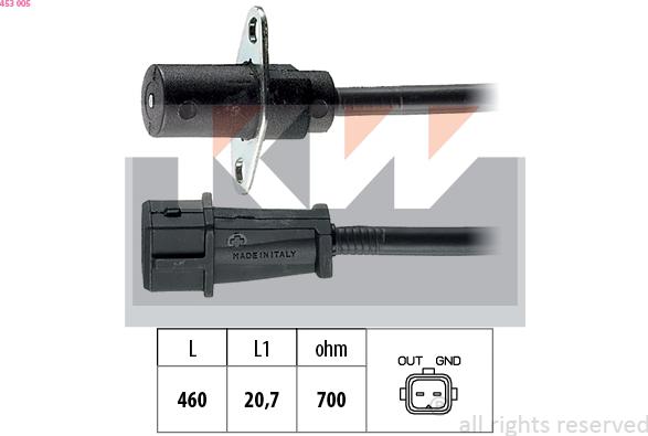 KW 453 005 - Capteur d'angle, vilebrequin cwaw.fr