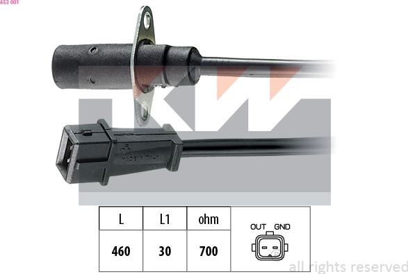 KW 453 001 - Capteur d'angle, vilebrequin cwaw.fr