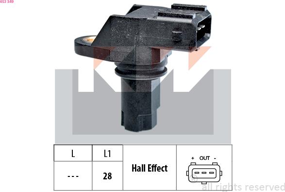 KW 453 349 - Capteur d'angle, vilebrequin cwaw.fr