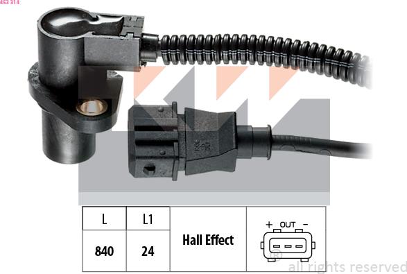 KW 453 314 - Capteur d'angle, vilebrequin cwaw.fr