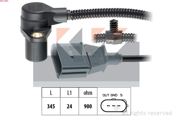 KW 453 287 - Capteur d'angle, vilebrequin cwaw.fr