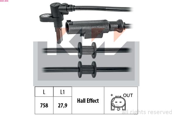 KW 460 204 - Capteur, vitesse de roue cwaw.fr