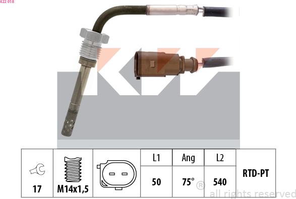 KW 422 018 - Capteur, température des gaz cwaw.fr