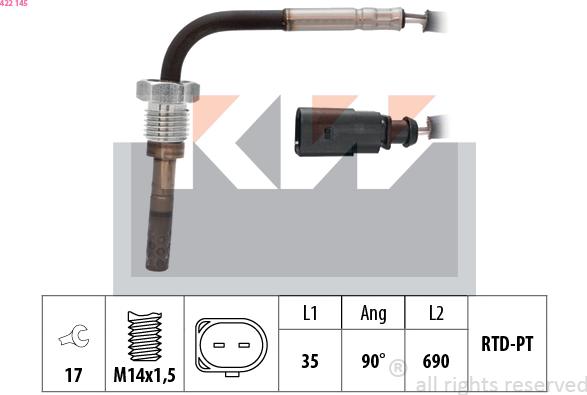 KW 422 145 - Capteur, température des gaz cwaw.fr