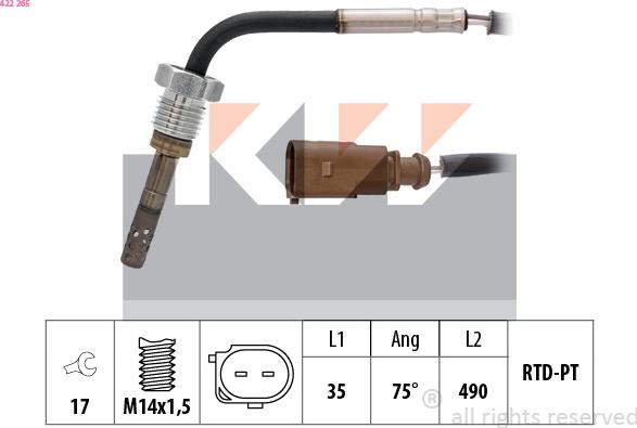 KW 422 265 - Capteur, température des gaz cwaw.fr