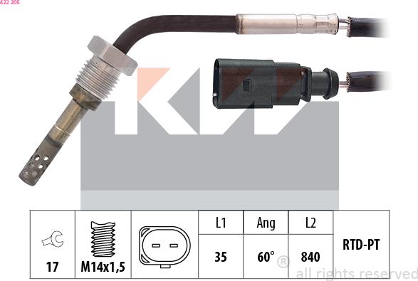 KW 422 205 - Capteur, température des gaz cwaw.fr