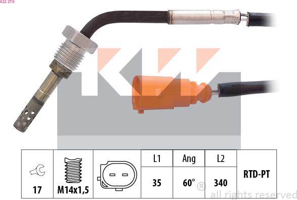 KW 422 274 - Capteur, température des gaz cwaw.fr