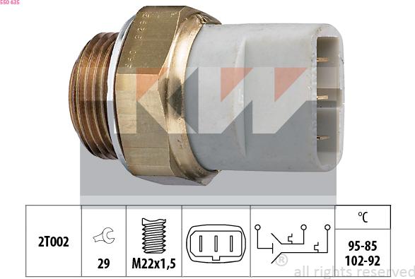 KW 550 635 - Interrupteur de température, ventilateur de radiateur cwaw.fr