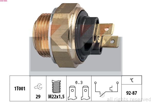 KW 550 005 - Interrupteur de température, ventilateur de radiateur cwaw.fr