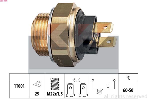 KW 550 034 - Interrupteur de température, ventilateur de radiateur cwaw.fr