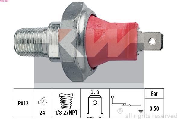 KW 500 027 - Capteur, pression d'huile cwaw.fr