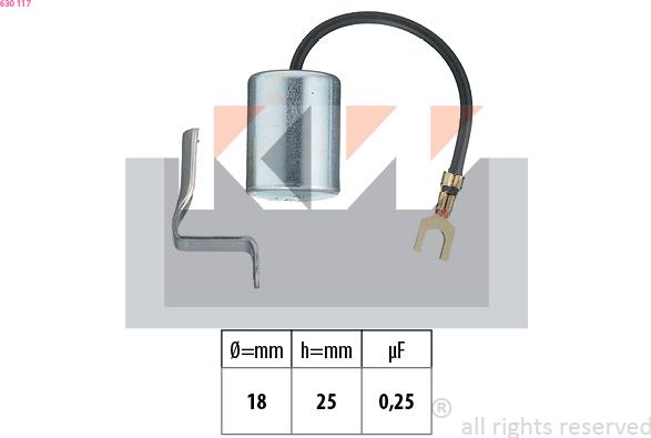 KW 630 117 - Condensateur, système d'allumage cwaw.fr