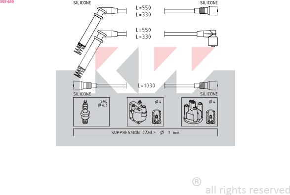 KW 359 689 - Kit de câbles d'allumage cwaw.fr