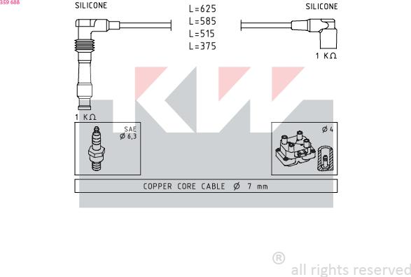 KW 359 688 - Kit de câbles d'allumage cwaw.fr