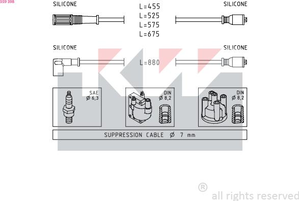 KW 359 398 - Kit de câbles d'allumage cwaw.fr