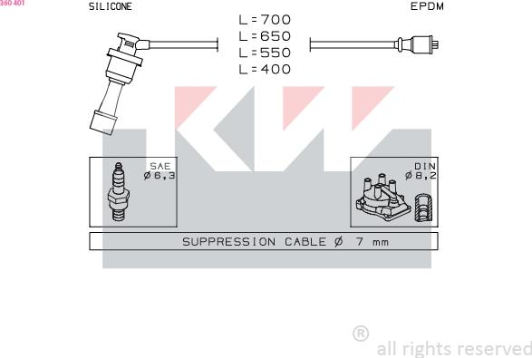 KW 360 401 - Kit de câbles d'allumage cwaw.fr