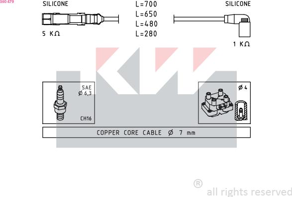 KW 360 479 - Kit de câbles d'allumage cwaw.fr