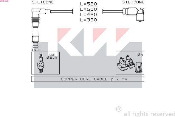 KW 360 559 - Kit de câbles d'allumage cwaw.fr