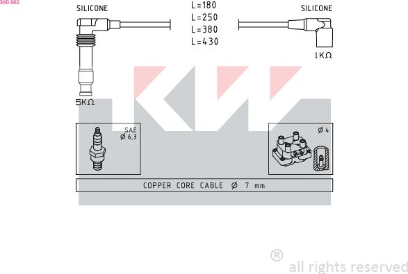 KW 360 562 - Kit de câbles d'allumage cwaw.fr