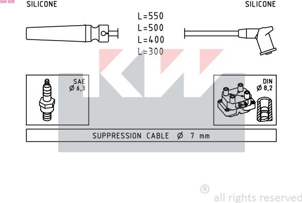 KW 360 509 - Kit de câbles d'allumage cwaw.fr