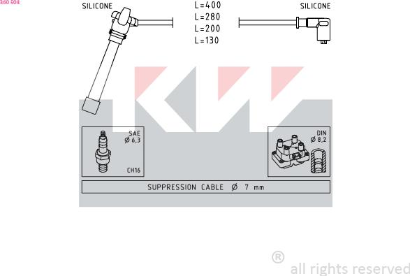 KW 360 504 - Kit de câbles d'allumage cwaw.fr