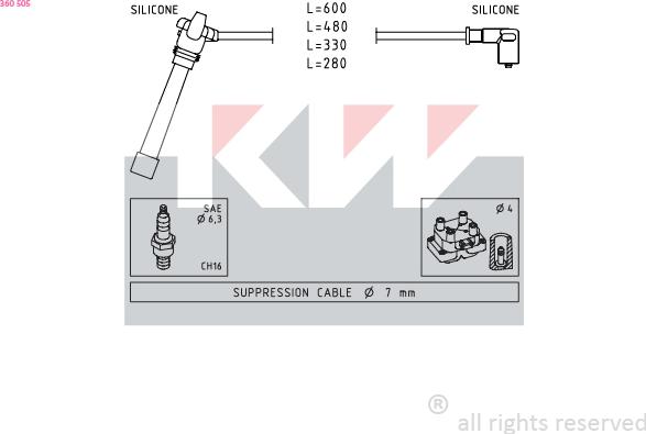 KW 360 505 - Kit de câbles d'allumage cwaw.fr