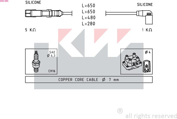 KW 360 585 - Kit de câbles d'allumage cwaw.fr