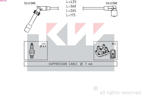 KW 360 531 - Kit de câbles d'allumage cwaw.fr