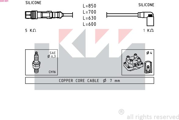 KW 360 601 - Kit de câbles d'allumage cwaw.fr