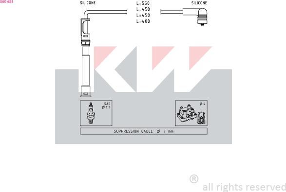 KW 360 681 - Kit de câbles d'allumage cwaw.fr