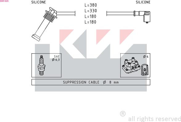 KW 360 625 - Kit de câbles d'allumage cwaw.fr