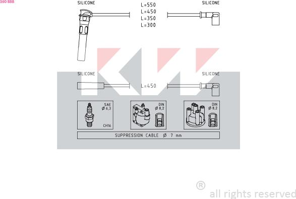 KW 360 888 - Kit de câbles d'allumage cwaw.fr