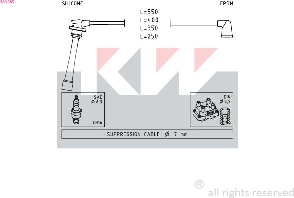 KW 360 385 - Kit de câbles d'allumage cwaw.fr