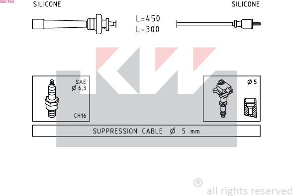 KW 360 764 - Kit de câbles d'allumage cwaw.fr