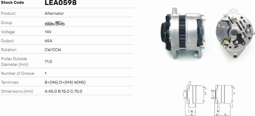 LE Part LEA0598 - Alternateur cwaw.fr