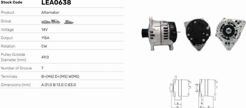 LE Part LEA0638 - Alternateur cwaw.fr