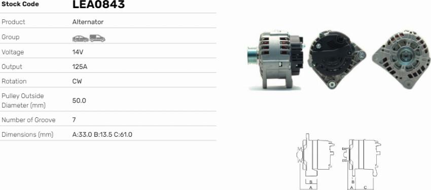 LE Part LEA0843 - Alternateur cwaw.fr