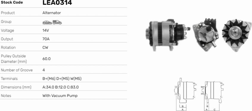 LE Part LEA0314 - Alternateur cwaw.fr