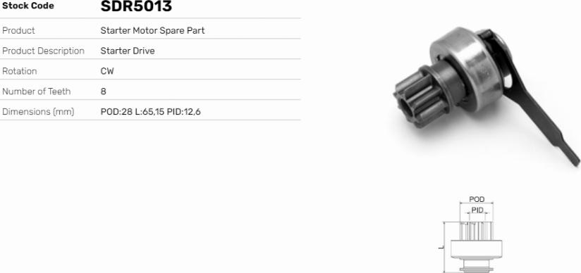LE Part SDR5013 - Pignon, démarreur cwaw.fr