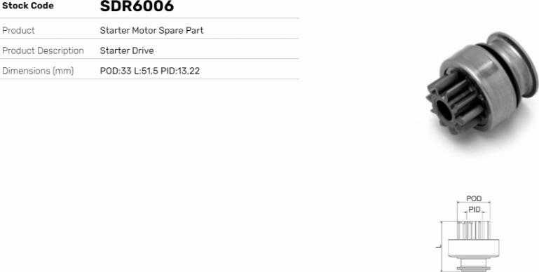 LE Part SDR6006 - Pignon, démarreur cwaw.fr