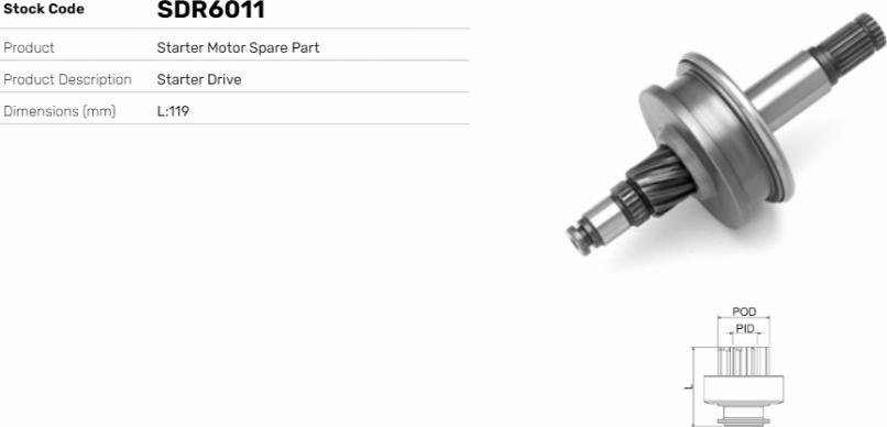 LE Part SDR6011 - Pignon, démarreur cwaw.fr