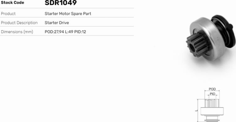 LE Part SDR1049 - Pignon, démarreur cwaw.fr