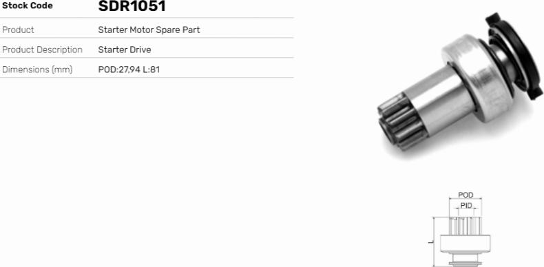 LE Part SDR1051 - Pignon, démarreur cwaw.fr