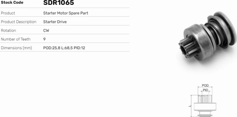 LE Part SDR1065 - Pignon, démarreur cwaw.fr